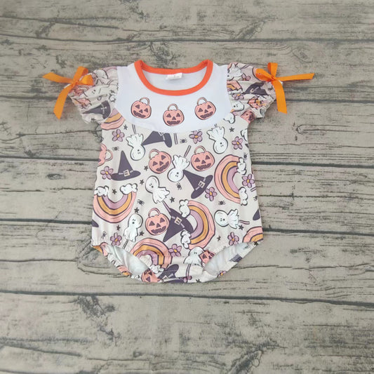 Baby girls Pumpkin rainbow rompers