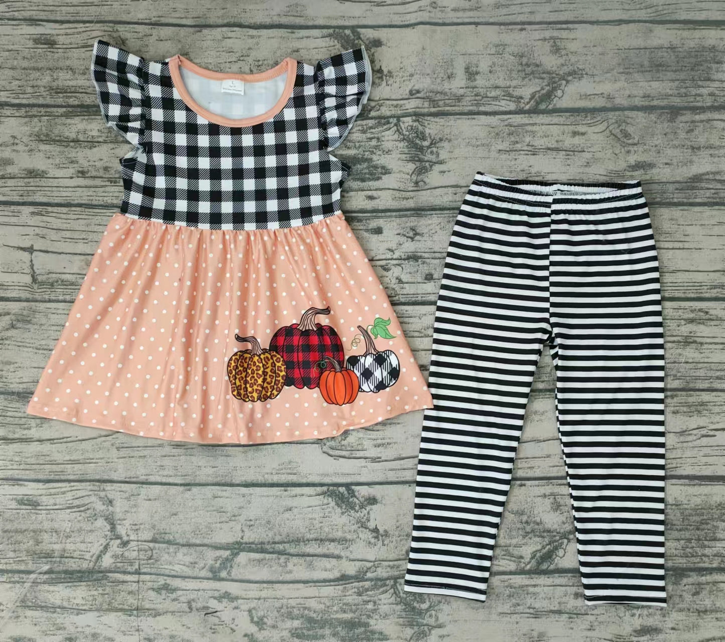 baby girls pumpkin plaid legging clothes sets