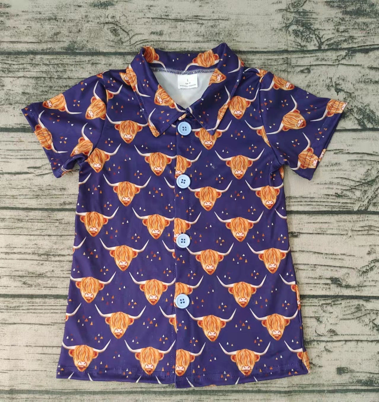 Baby Boys western button up navy cow shirts