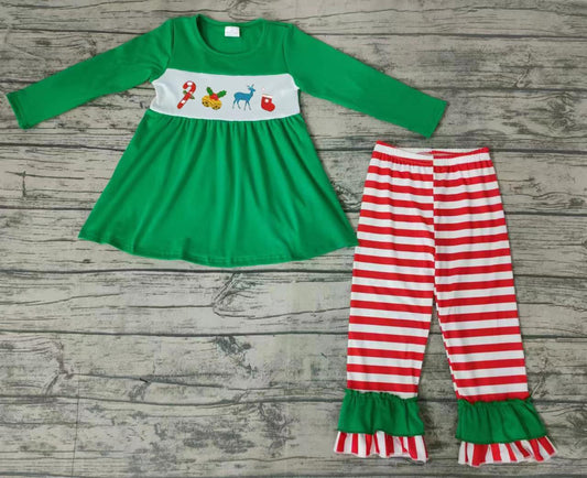 Baby girls Christmas deer tunic ruffle pants clothes sets