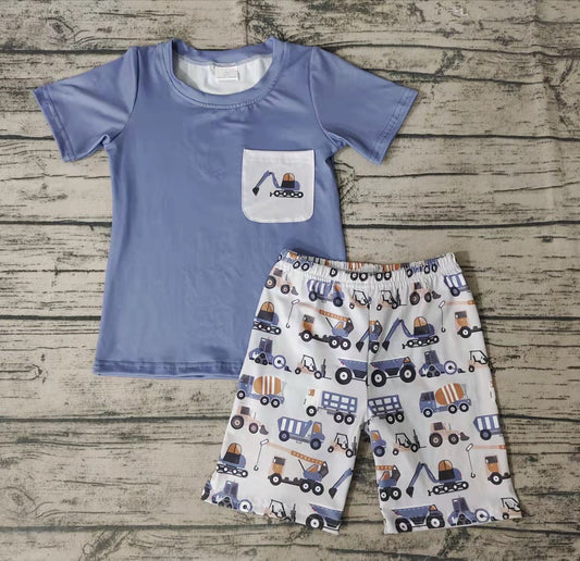 Baby boys Construction pocket summer shorts sets