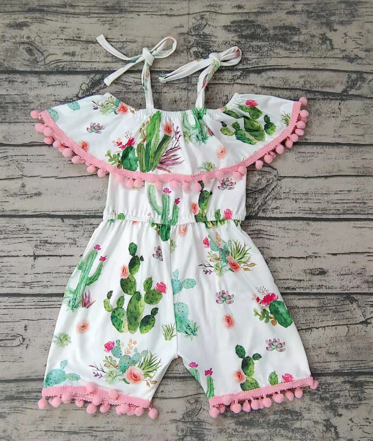 Baby girls pink cactus summer jumpsuits