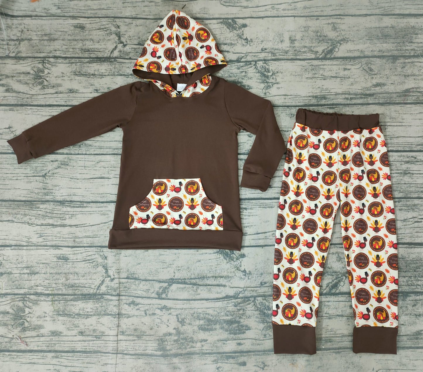 Baby boys turkey hoodie thanksgiving pants clothes sets