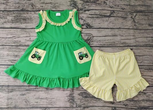 Baby girls tractor summer pocket sets