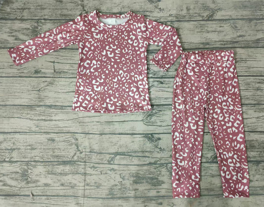 baby girls brown leopard fall pajamas sets