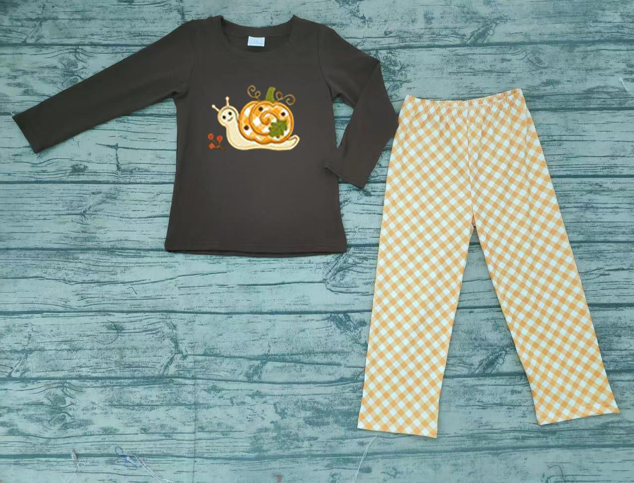 Baby boys snail pumpkin pajamas pants clothes sets