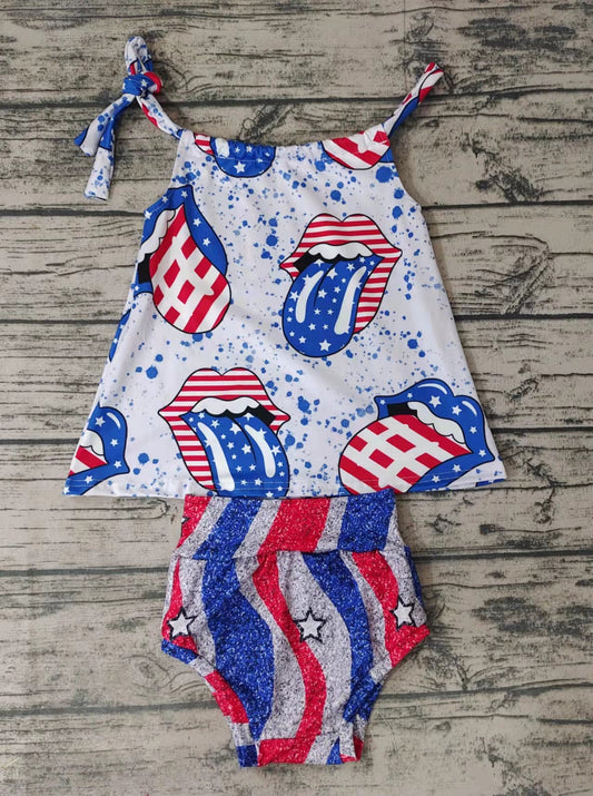 Baby girls 4th of july bummie sets