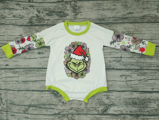 Baby girls Christmas green cartoon long sleeve rompers