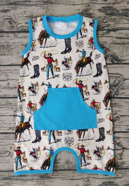 Baby boys summer western sleeveless rompers