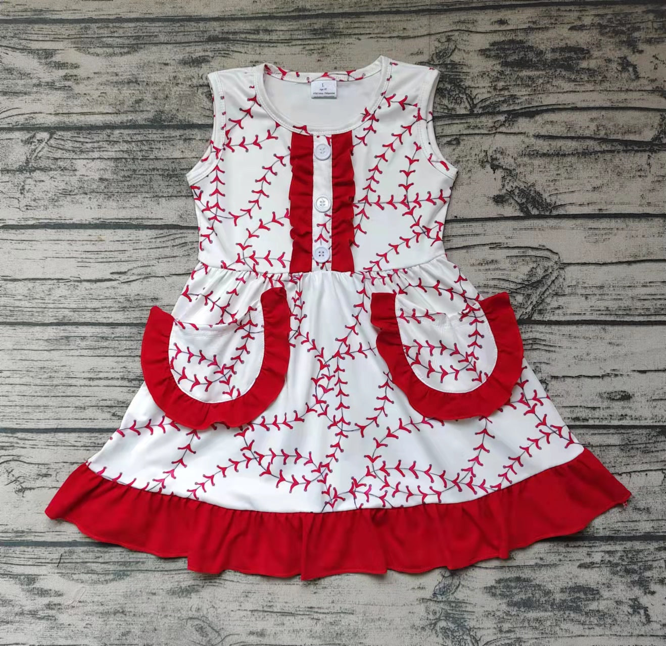 Baby girls summer baseball pocket dresses