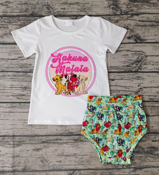 Baby girls lion cartoon bummie sets