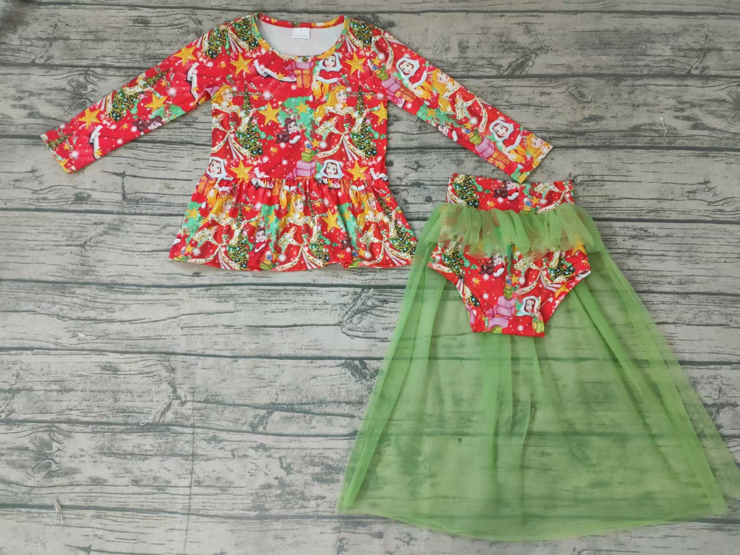 Baby Girls Christmas princess red tutu bummie skirts sets