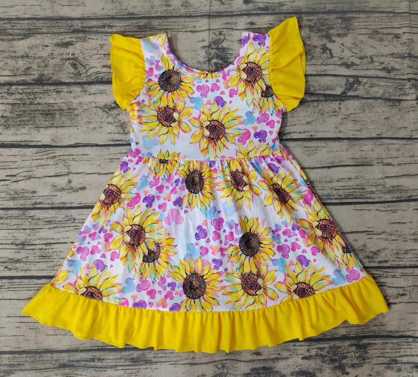 Baby girls sunflower ruffle dresses