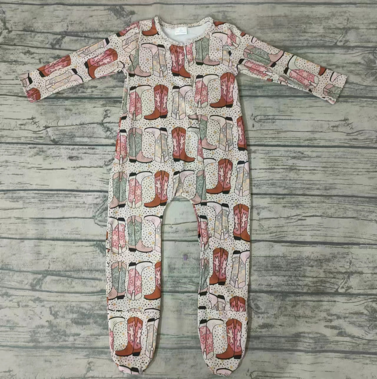 Baby kids fall zip pink boots rompers