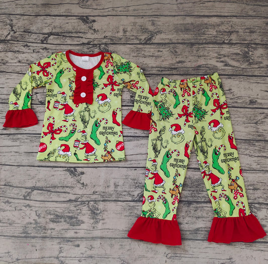 Christmas baby girls candy holiday pajamas clothes sets