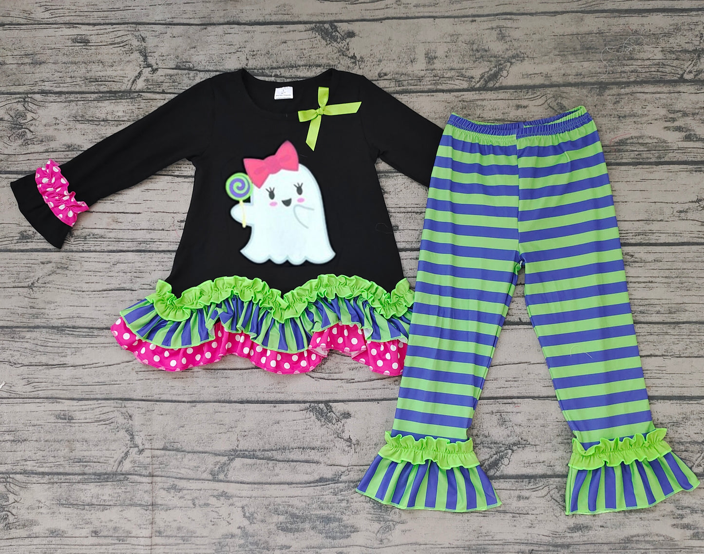 Baby girls Halloween Ghost stripe top pants sets