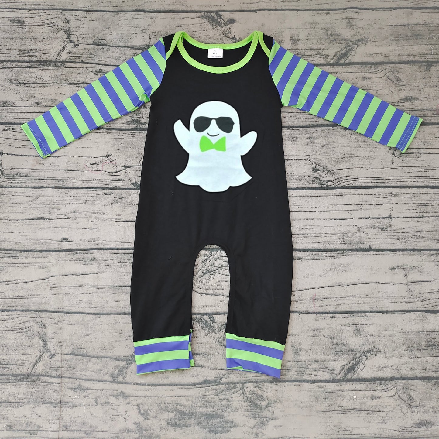 Baby boys Halloween ghost stripe rompers