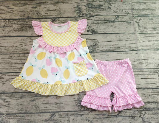 Baby girls lemon summer shorts sets