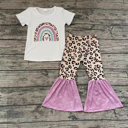 Baby Girls rainbow leopard bell pants clothing sets