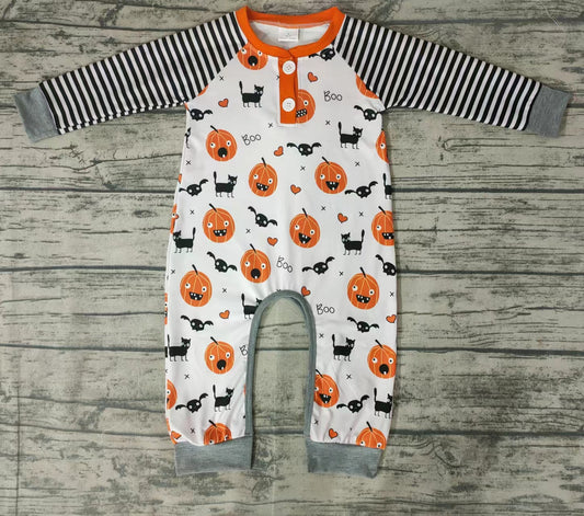 Baby girls pumpkin stripe rompers