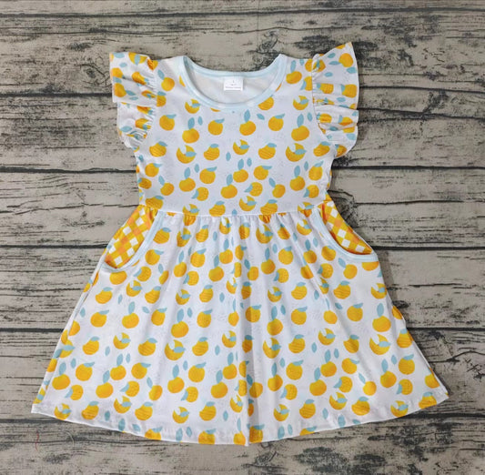 Baby girls summer peach pocket knee length dresses