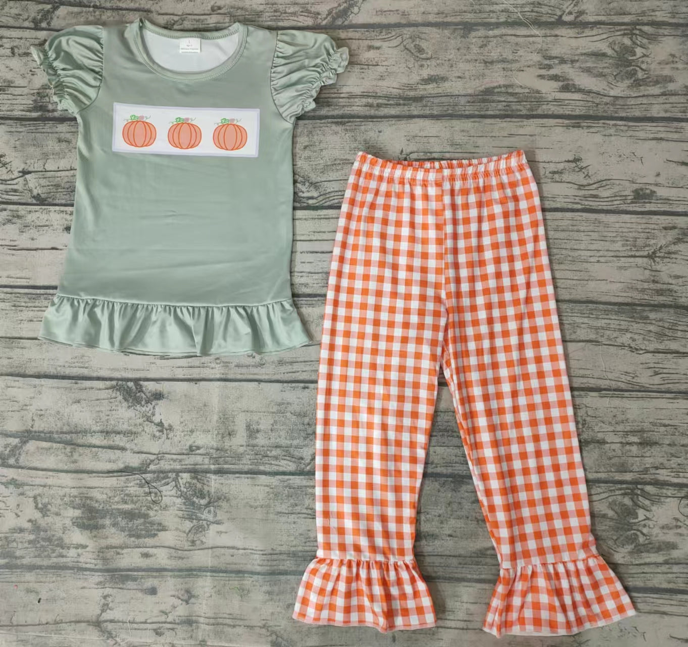 baby girls three pumpkin plaid pants sets