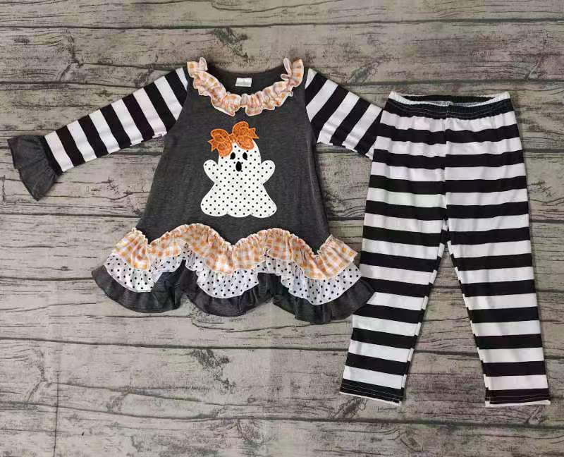 Baby girls Halloween ghost ruffle pants sets