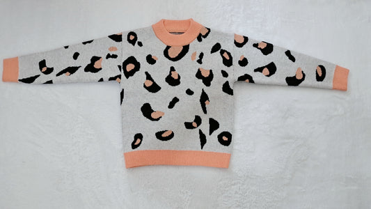 Baby Girls Fall Leopard orange pullover Sweaters
