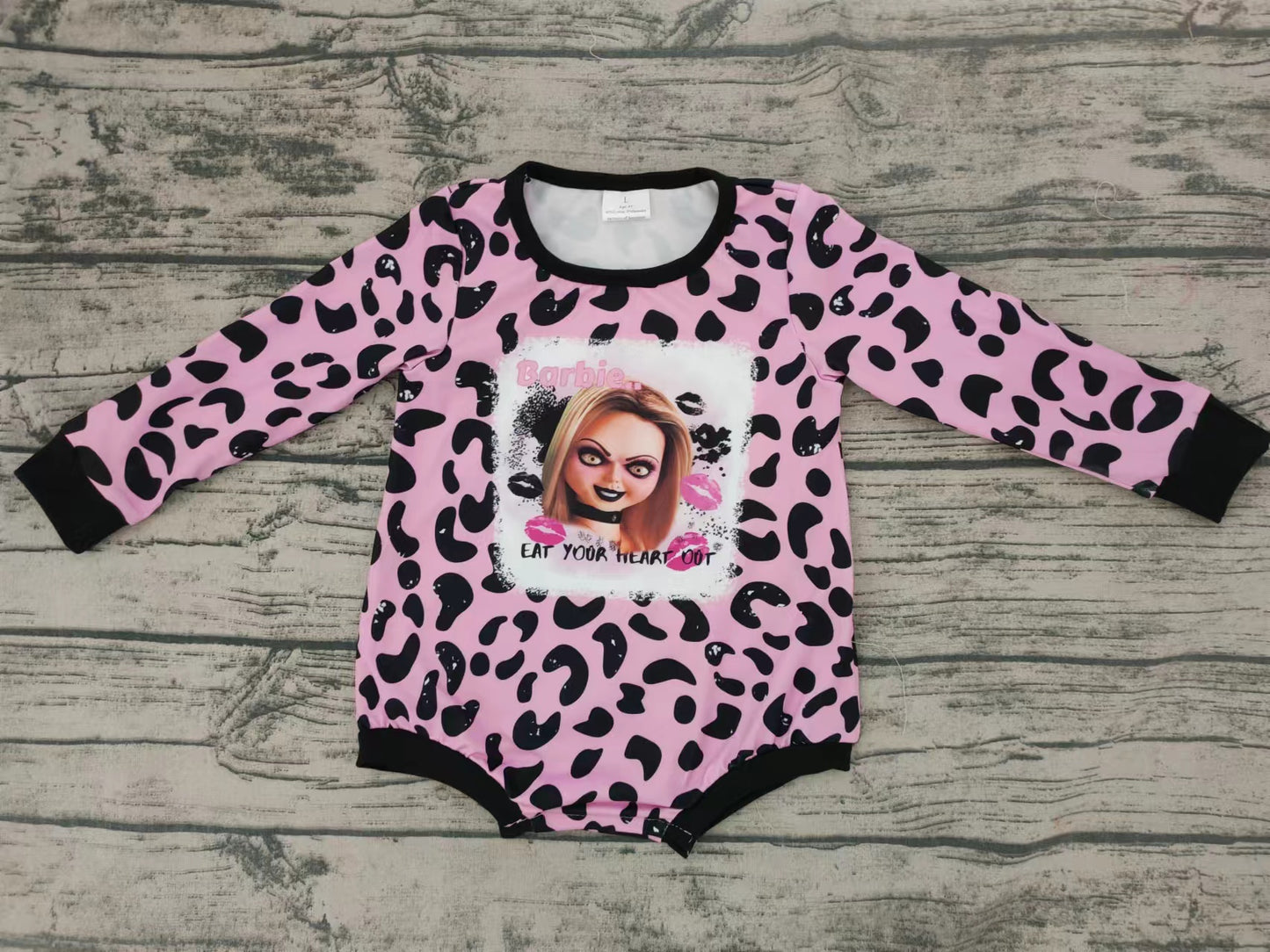 Baby girls Halloween pink cartoon long sleeve rompers