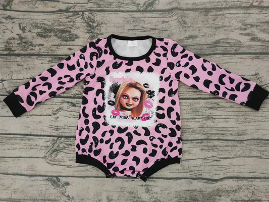 Baby girls Halloween pink cartoon long sleeve rompers