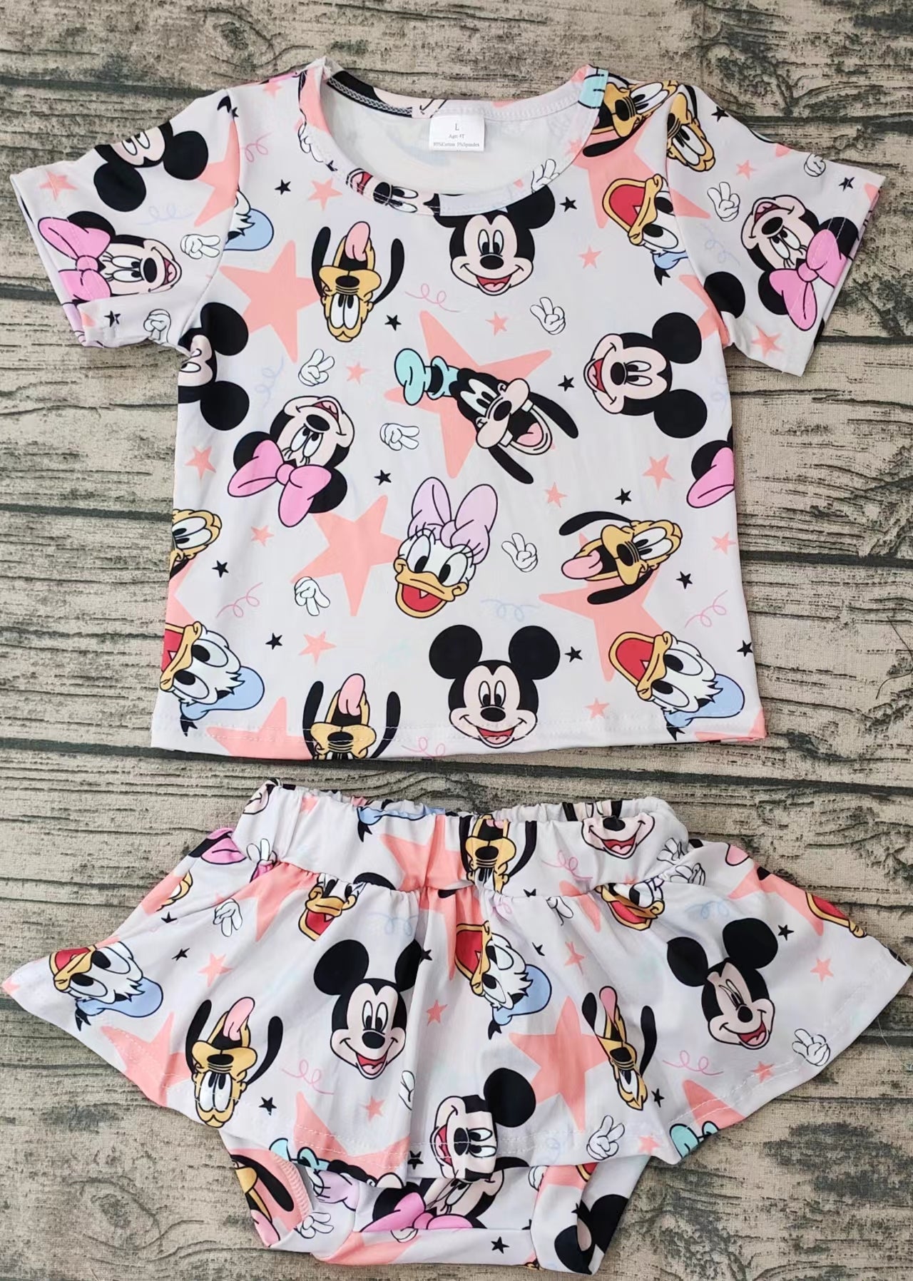 Baby girls cartoon skirt bummie sets