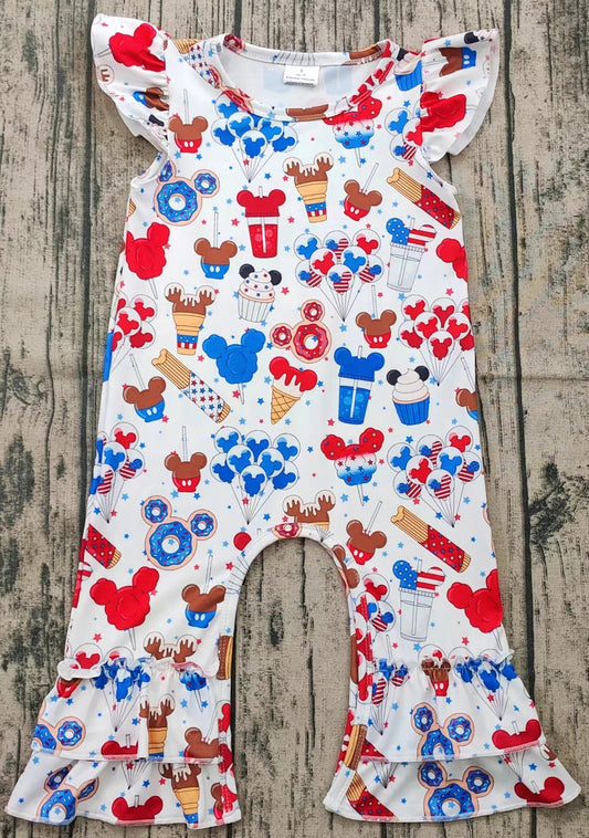 Baby girls castle 4th of July rompers