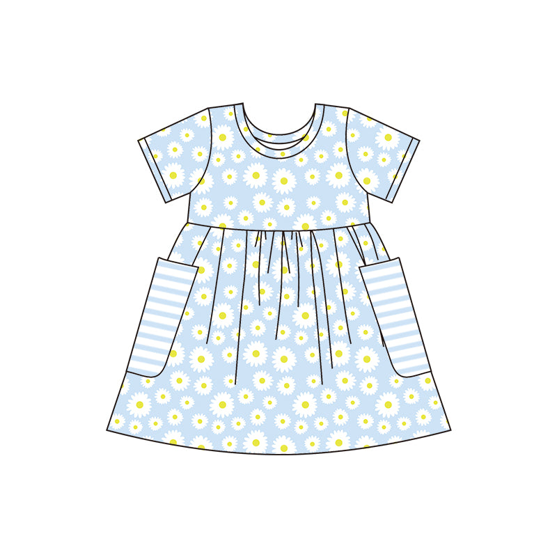 Baby girls daisy pocket knee length dresses