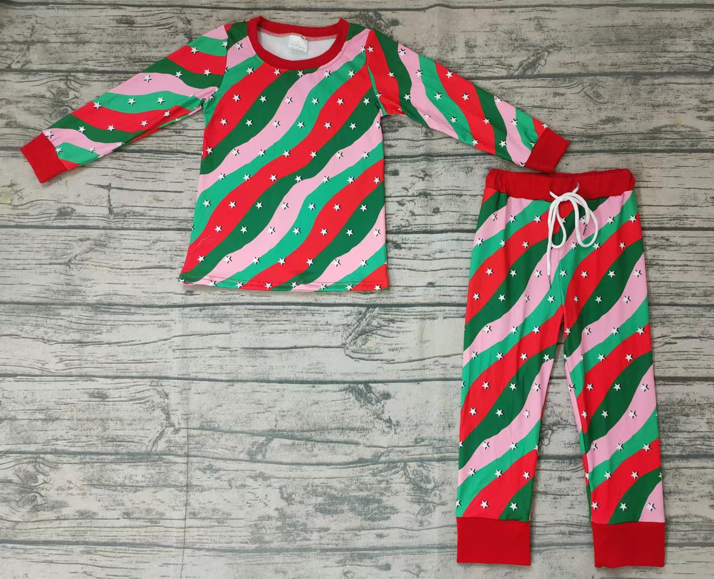 baby girls Christmas stripe pajamas sets