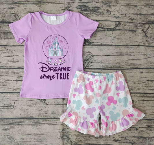 Baby girls dream come true ruffle shorts sets