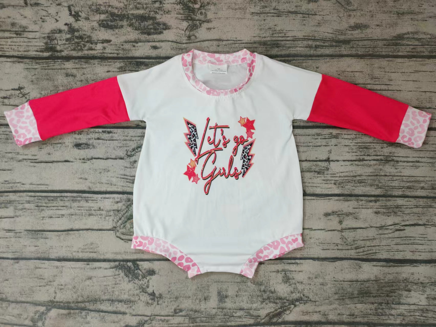 Baby girls let's go leopard long sleeve rompers