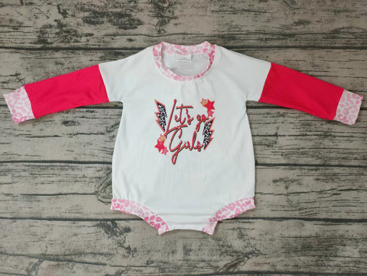 Baby girls let's go leopard long sleeve rompers