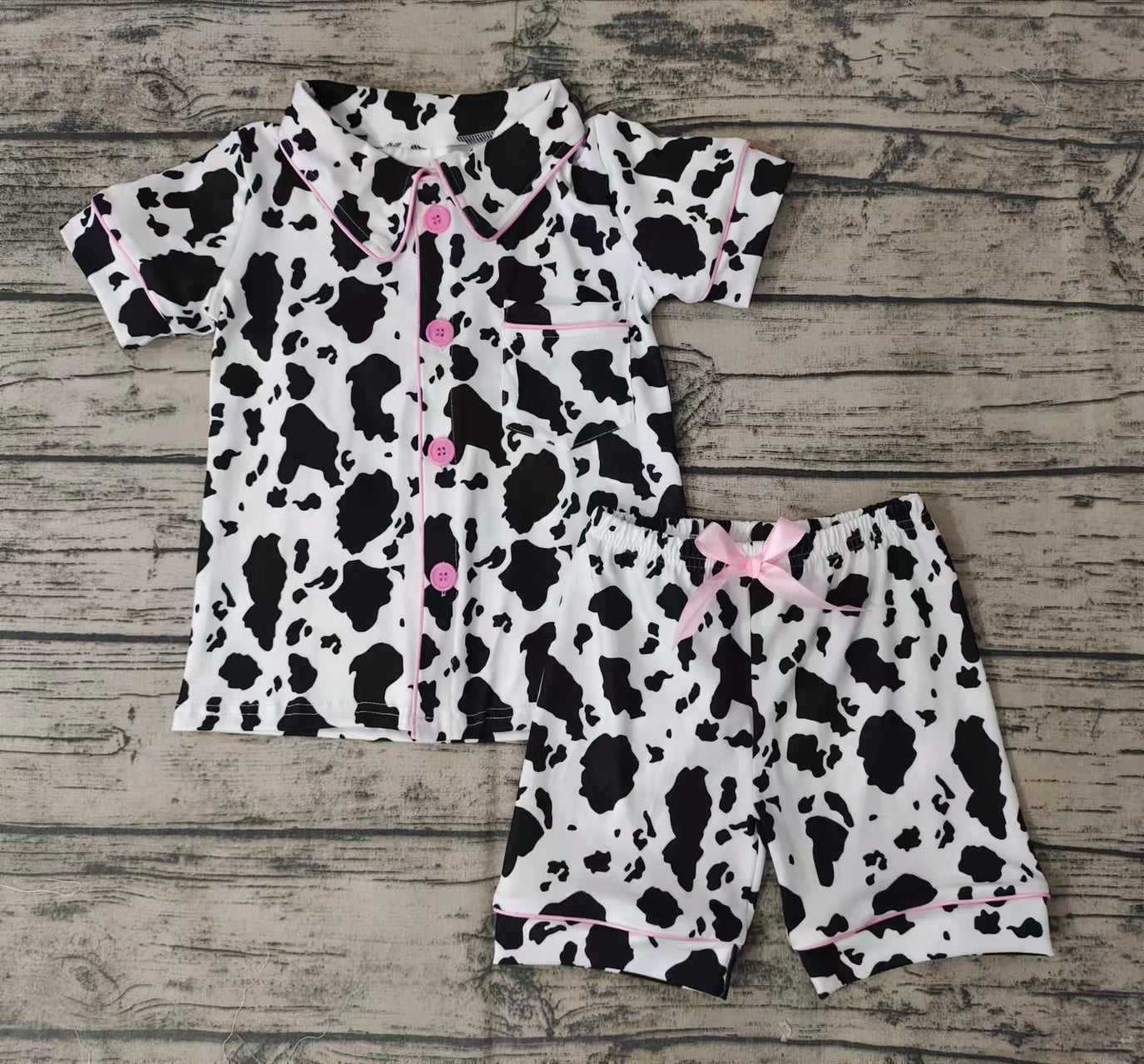 Baby girls cow print pajamas sleepwears