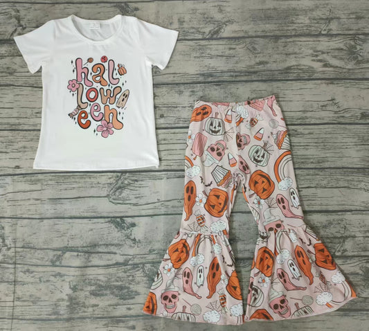 Baby Girls Halloween floral fall bell pants sets