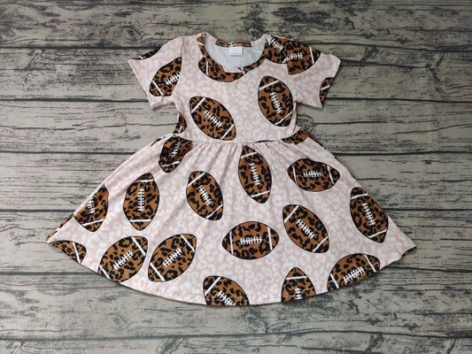 Baby girls leopard baseball football knee length dresses
