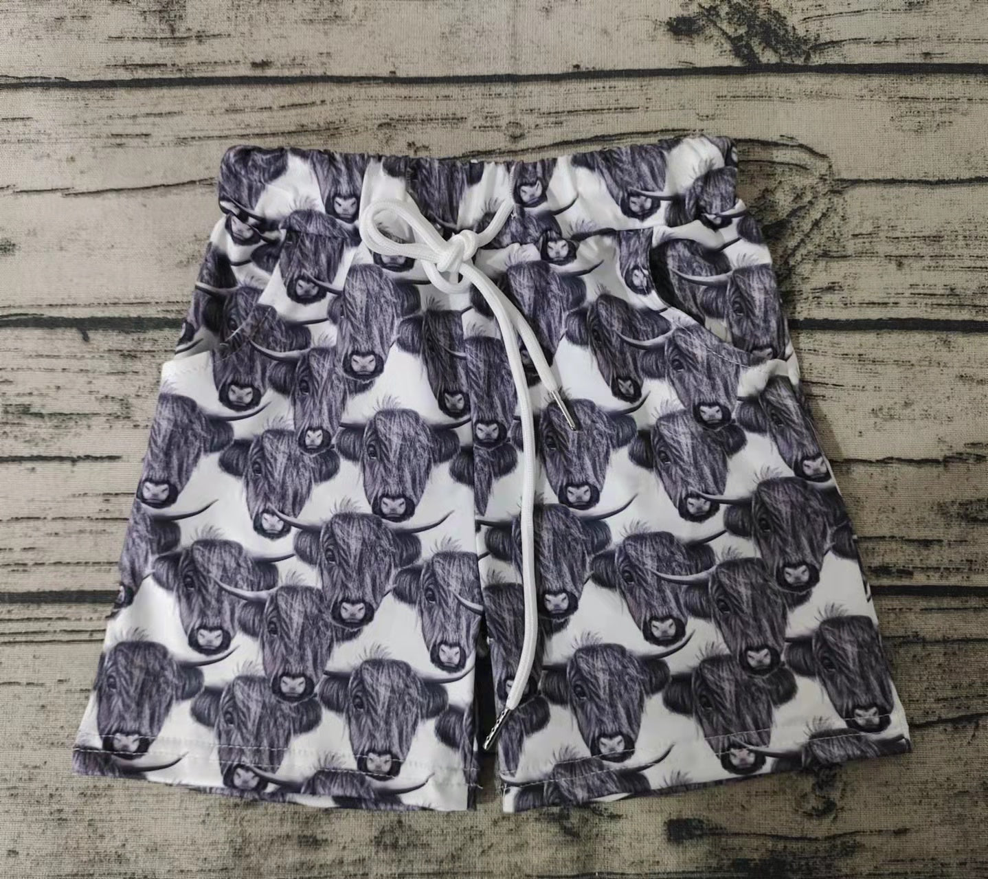 Baby boys cow pocket shorts western design