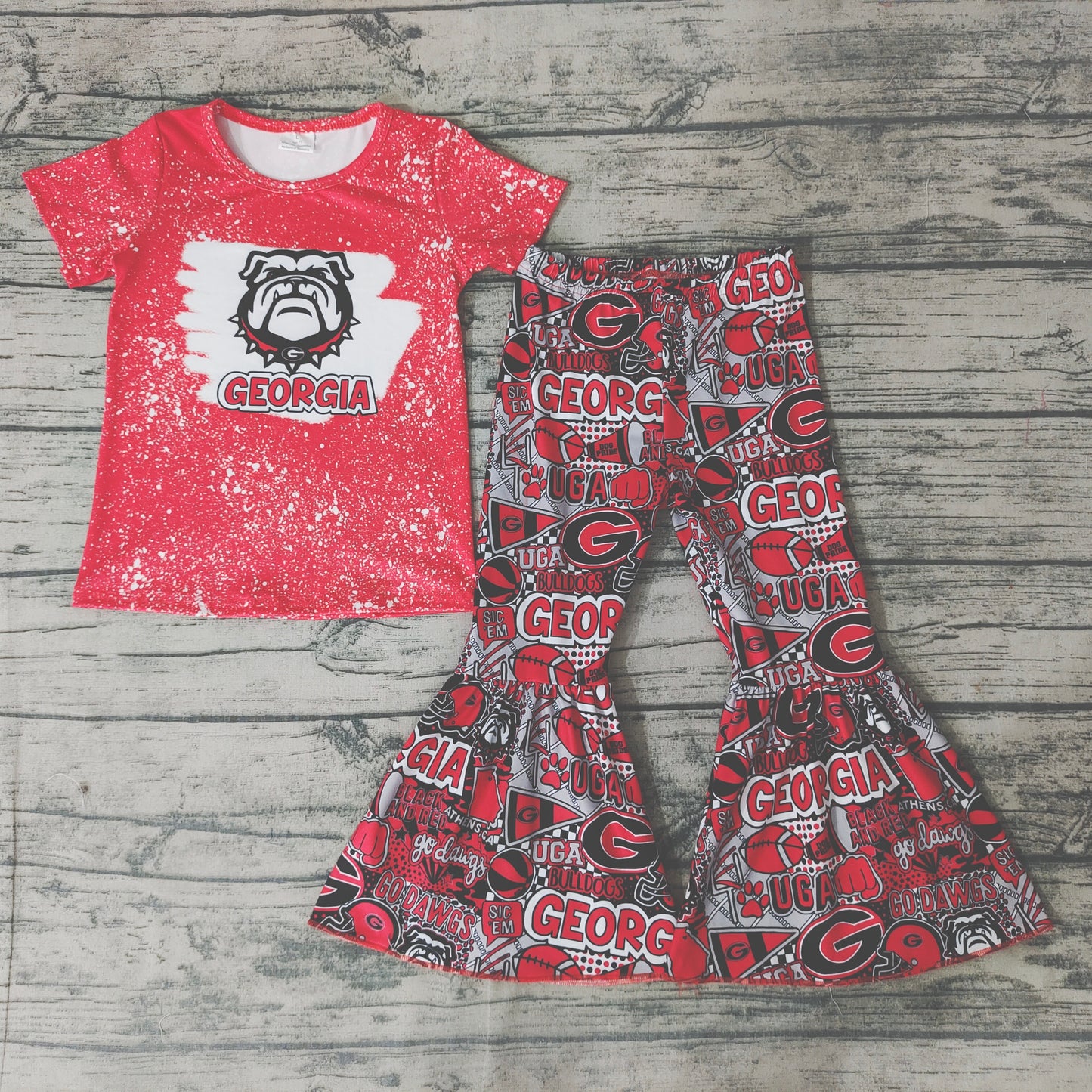 Baby girls football team red dog bell pants clothes sets