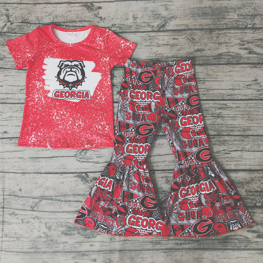 Baby girls football team red dog bell pants clothes sets