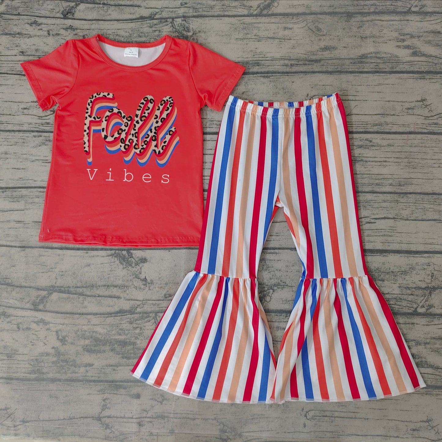 baby girls fall vibes stripe bell pants clothing sets