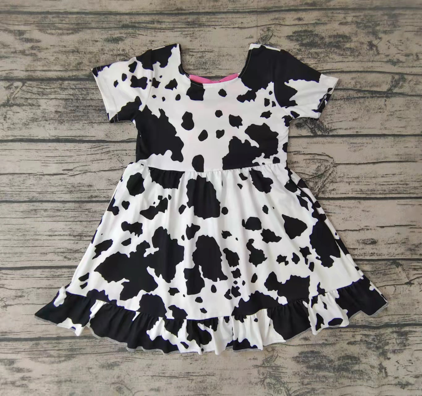 Baby girls cow print knee length dresses