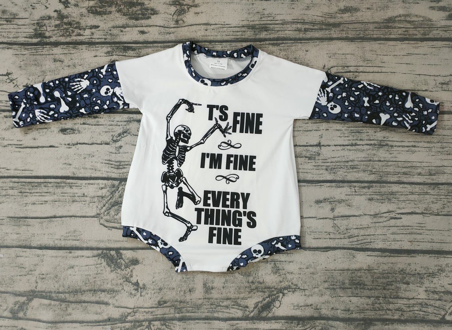 Baby girls Halloween skull long sleeve rompers