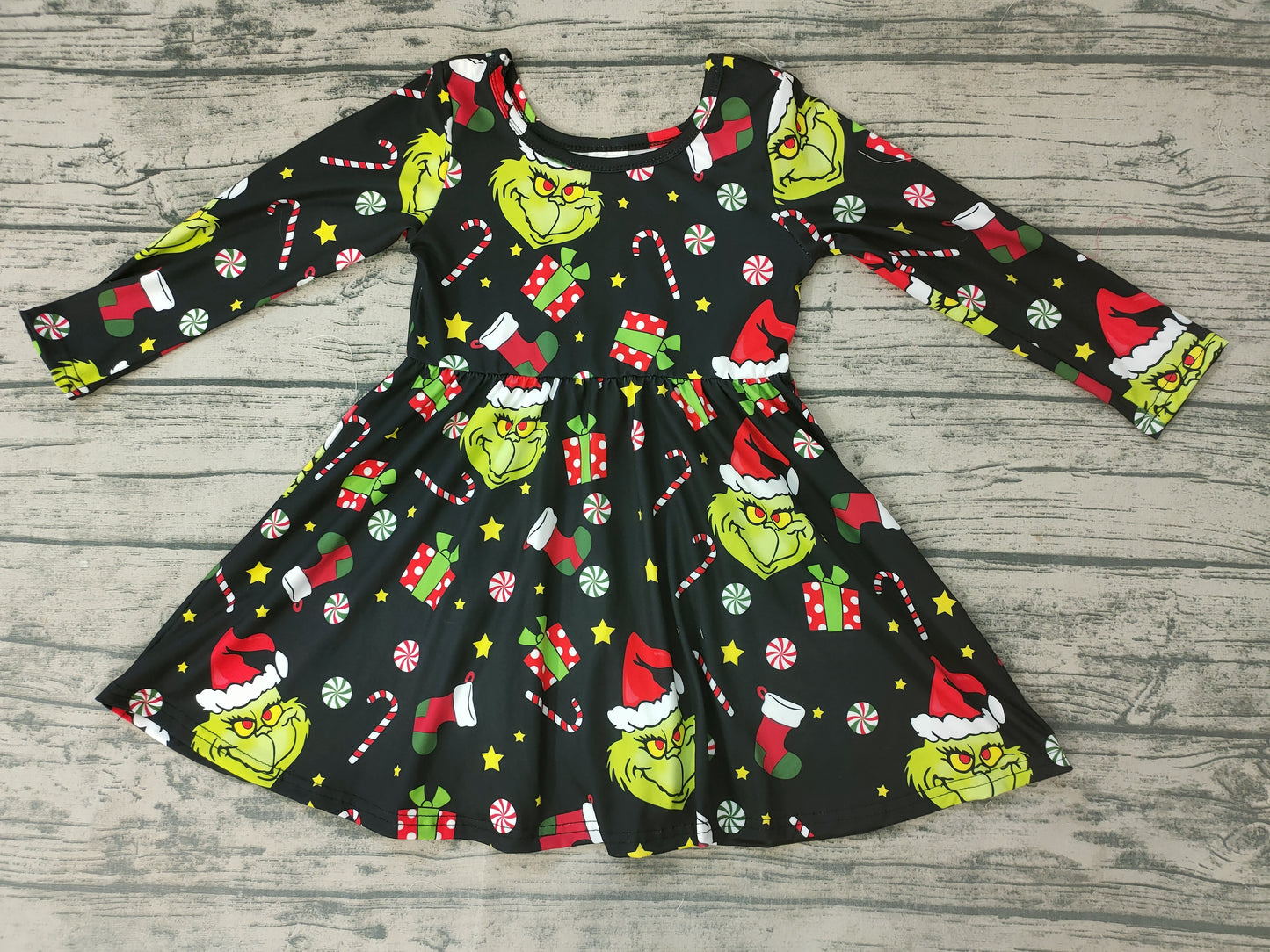 Baby girls Christmas cartoon present twirl dresses