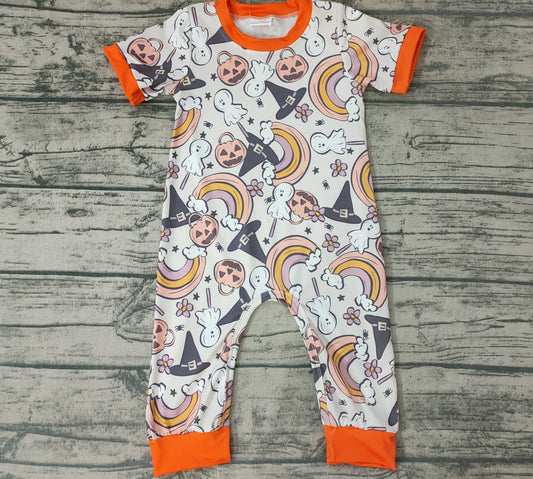 Baby girls Halloween rainbow pumpkin rompers