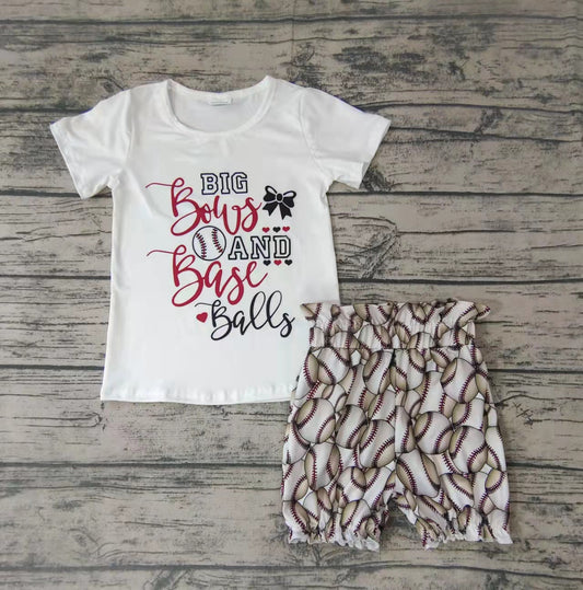 Baby girls big bows and baseball shorts sets