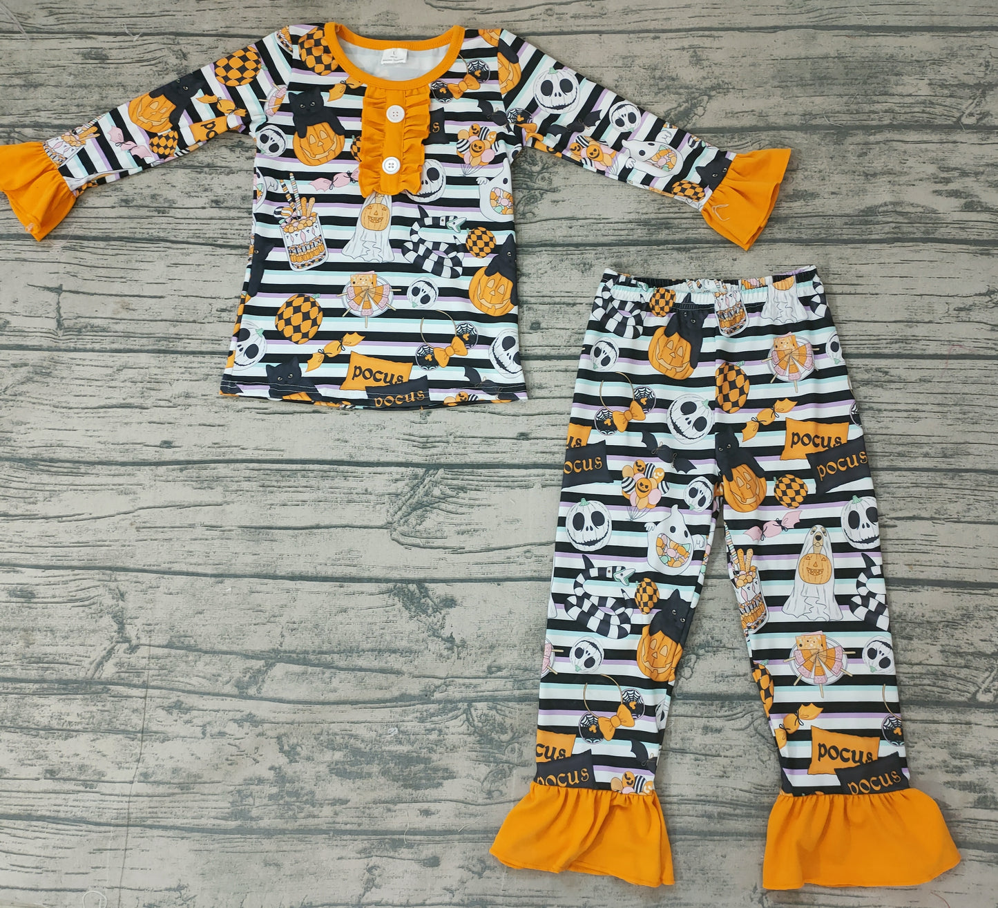 Baby Girls Halloween stripe cartoon pajamas clothes sets
